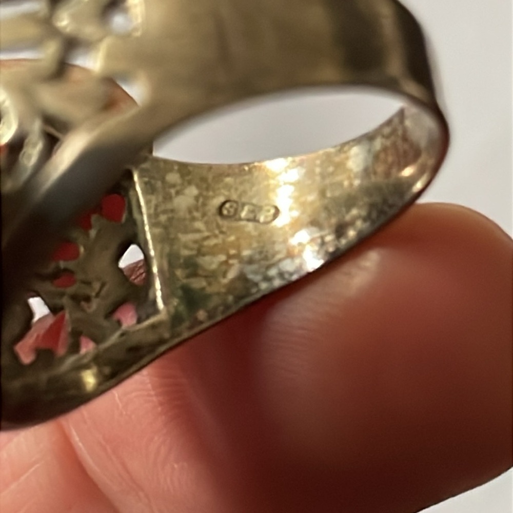 Sterling Silver .925 Filigree floral Dome Ring Vintage - Picture 5 of 10